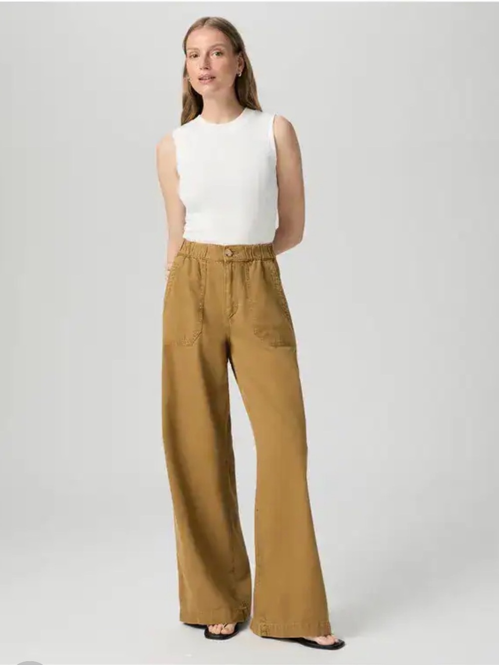 NWT PAIGE Rumi Wide Leg Trousers in Sweet Caramel Size 23 - Approx 31” inseam